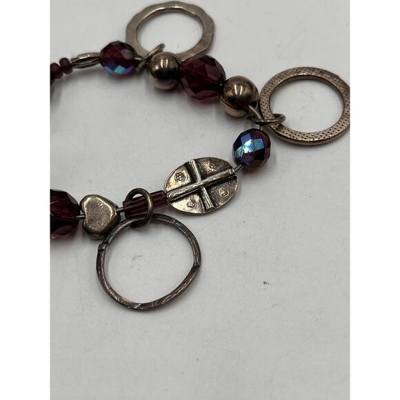 Gas Bijoux Designer Purple Glass AB Beaded Disc Dangle Sterling Bracelet - Picture 7 of 7